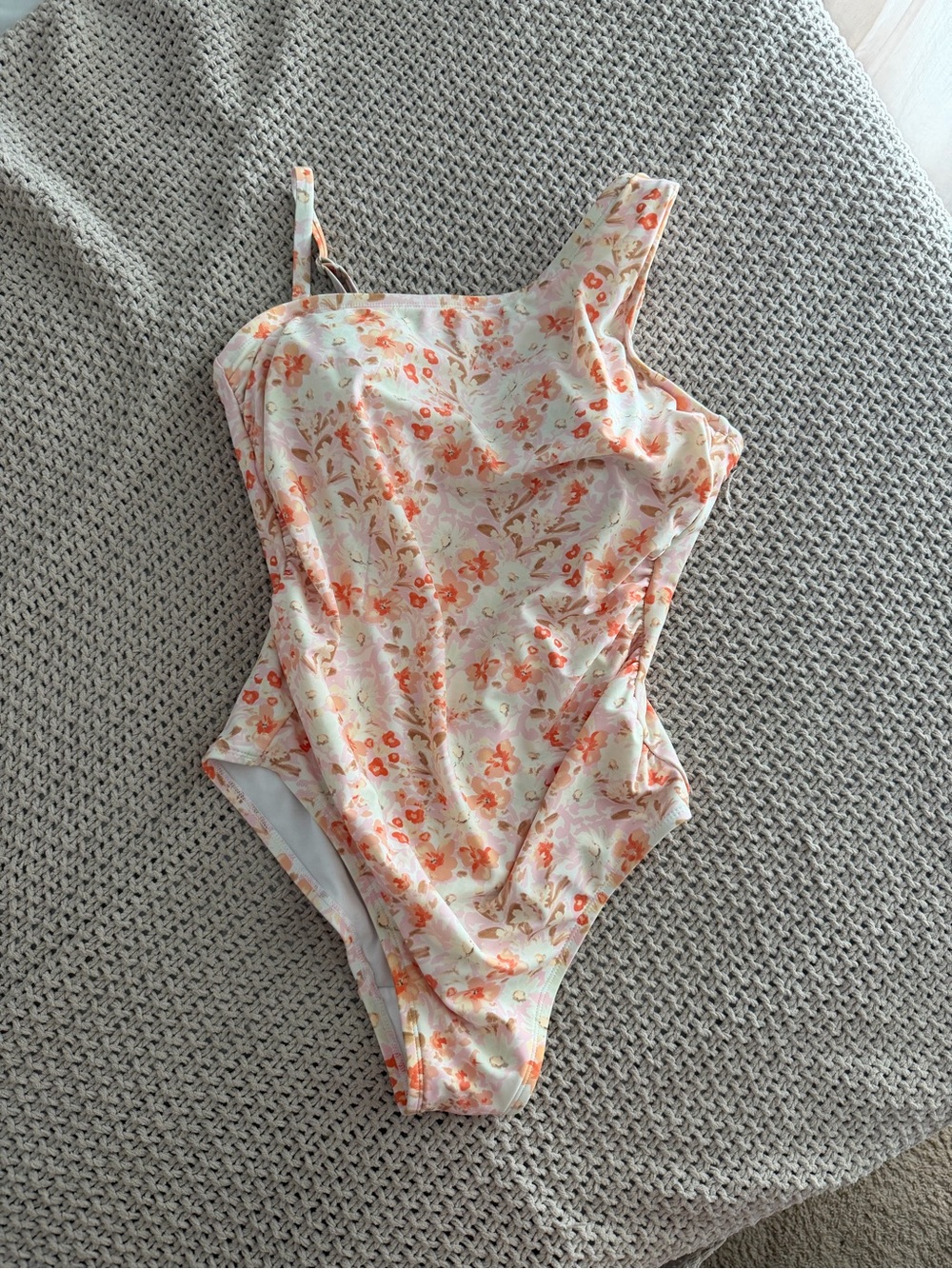 Kona Sol Floral One-Piece Swimsuit in Cream and Orange